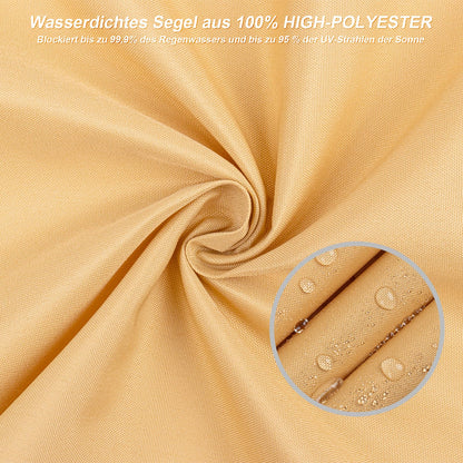 HENG FENG Sonnensegel Rechteckig – 3.5x4.5m Wasserdicht Sand