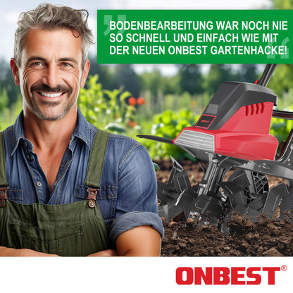 ONBEST Elektro Gartenfräse T1545, 1500 W, 45 cm Arbeitsbreite