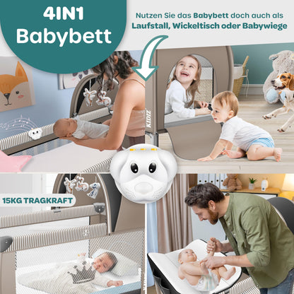 Kidiz Kinderreisebett klappbar 120x60 – Schwarz Beige