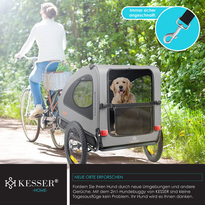 KESSER® Boxer 2-in-1 Fahrradanhänger Buggy - Grau, Gross