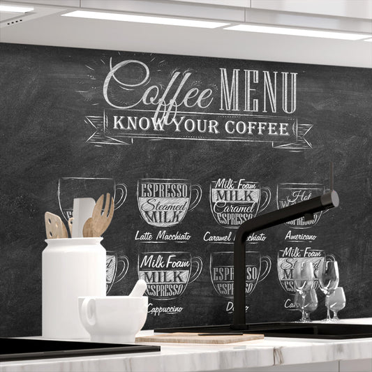 Stickerprofis BISTRO MENU Küchenrückwand selbstklebend Matt 60x500cm. Matte, selbstklebende Folie mit Bistro-Menü-Design als Spritzschutz für die Küche.