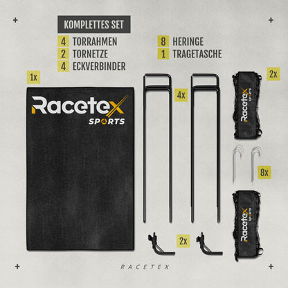 Racetex Fussballtor Kinder Set – 2 Tore mit Tragetasche, Schwarz