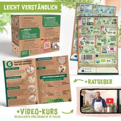 zengreens Bio Sprossen Anzuchtset mit Sprossenglas und Bio-Samen