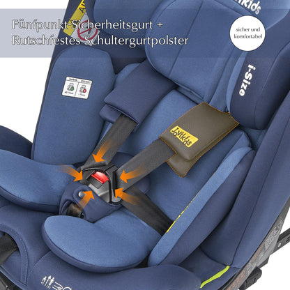 Jovikids 360° Drehbar i-Size Reboarder ISOFIX Kindersitz - Blau