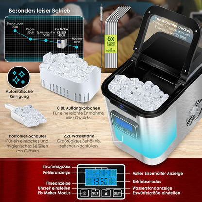 KESSER® Eiswürfelbereiter Edelstahl – 12 kg/24h Leistung