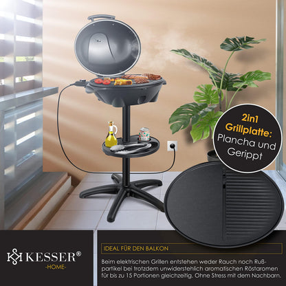 KESSER Elektrogrill 2in1 Stand- und Tischgrill mit Deckel 2400 Watt