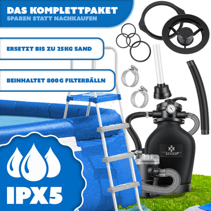 KESSER Sandfilteranlage Pool 400 W, 10.200 L/h, 7-Wege-Ventil