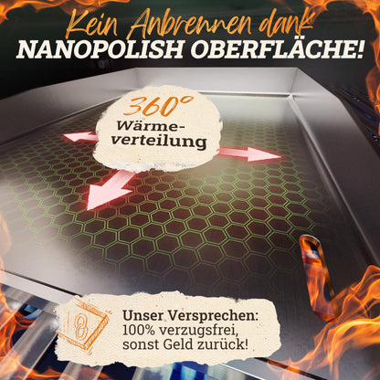 LIKAYA® Plancha Grillplatte Edelstahl - 30x40cm mit Spachtelset