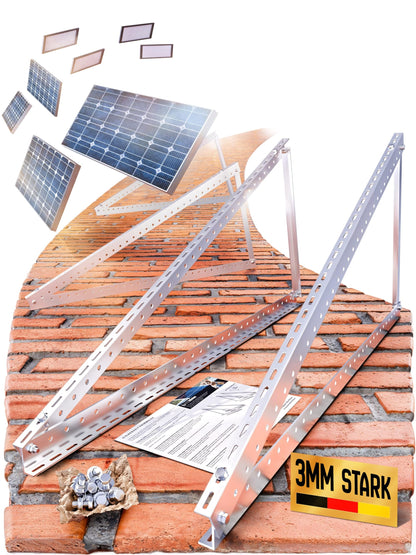 Lichtblicker Balkonkraftwerk Halterung 118 cm Alu für 2 Solarmodule – 3 mm Aluminiumprofile mit Edelstahlschrauben