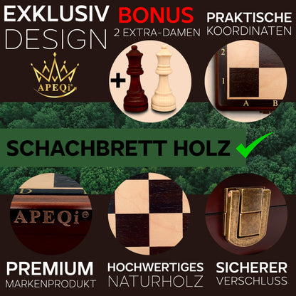 APEQi® Luxus Schachspiel Holz – Gross 54x54cm klappbar