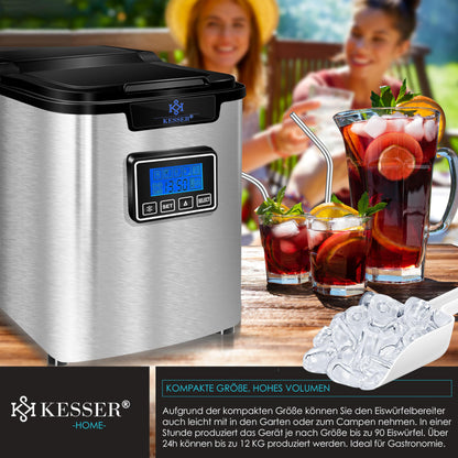 KESSER® Eiswürfelbereiter Edelstahl – 12 kg/24h Leistung