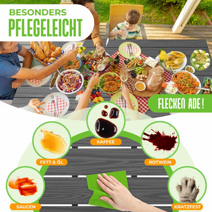 KESSER Gartentisch 156 x 78 cm, Esstisch für 6 Personen, Holz-Optik