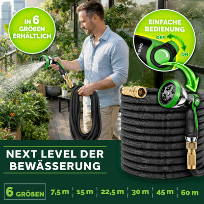 TRESKO Flexibler Gartenschlauch 30 m mit Messing-Verschraubungen