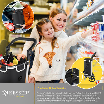 KESSER® Einkaufstrolley Faltbar 3in1 Treppensteiger – Schwarz