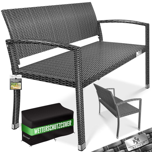 KESSER Gartenbank Polyrattan 2-Sitzer wetterfest - Anthrazit