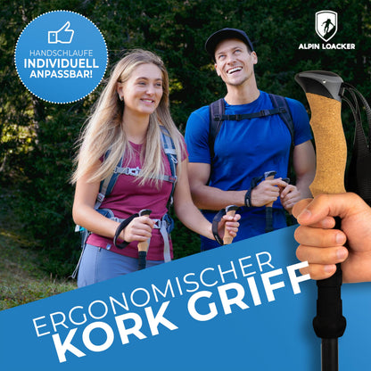 ALPIN LOACKER Wanderstöcke faltbar Aluminium mit Korkgriff 100-120 cm