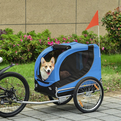 PawHut Hunde Fahrradanhänger Transporter - Blau-Schwarz