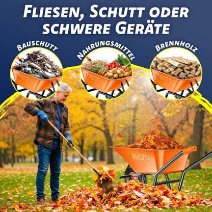 MASKO Schubkarre 100 Liter Bauschubkarre mit Luftreifen, bis 250 kg