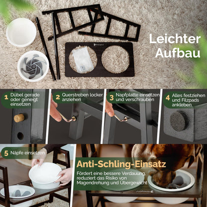 Pfotenglanz Hundenapf erhöht – Keramik Napfset Antischling