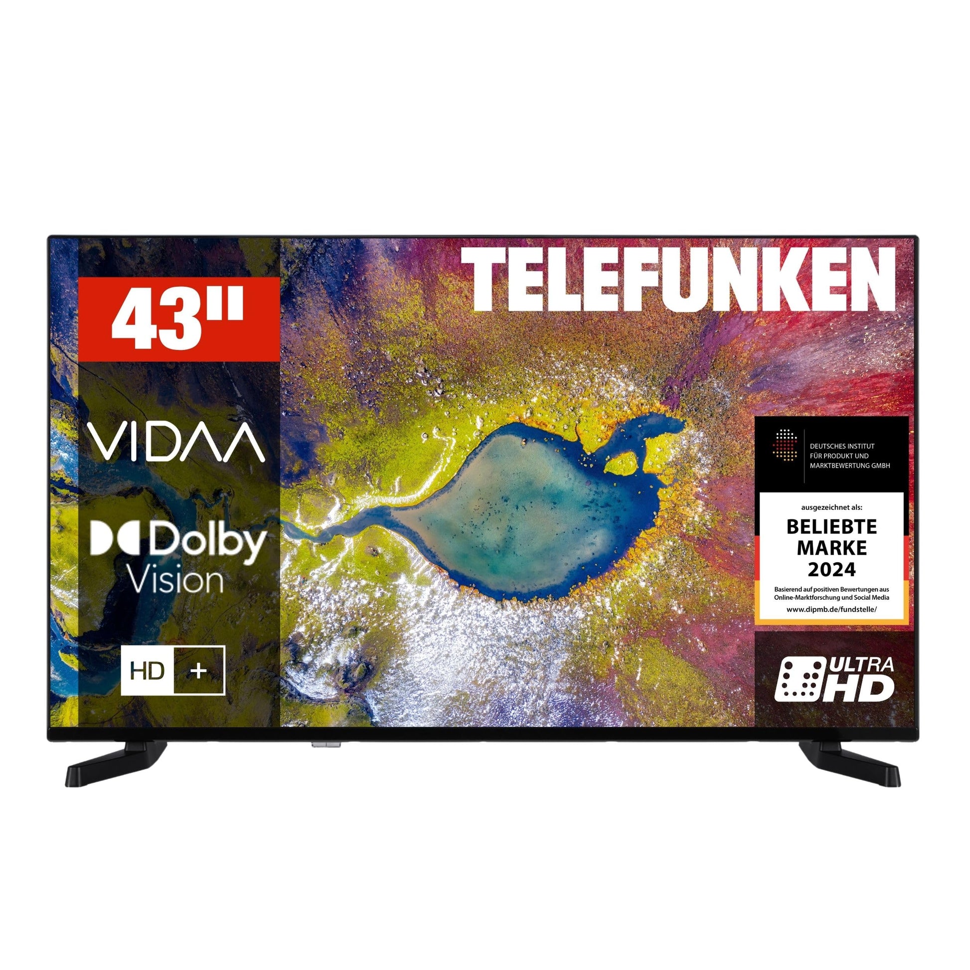TELEFUNKEN D43U790B2CW 43 Zoll 4K UHD LED Smart TV. Rechteckig, schwarz. Für 4K UHD Streaming und Medienwiedergabe.