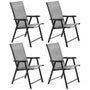 Yaheetech Gartenstühle 4er Set, klappbare Hochlehner bis 150 kg, Grau mit Metallgestell und Texteline-Gewebe