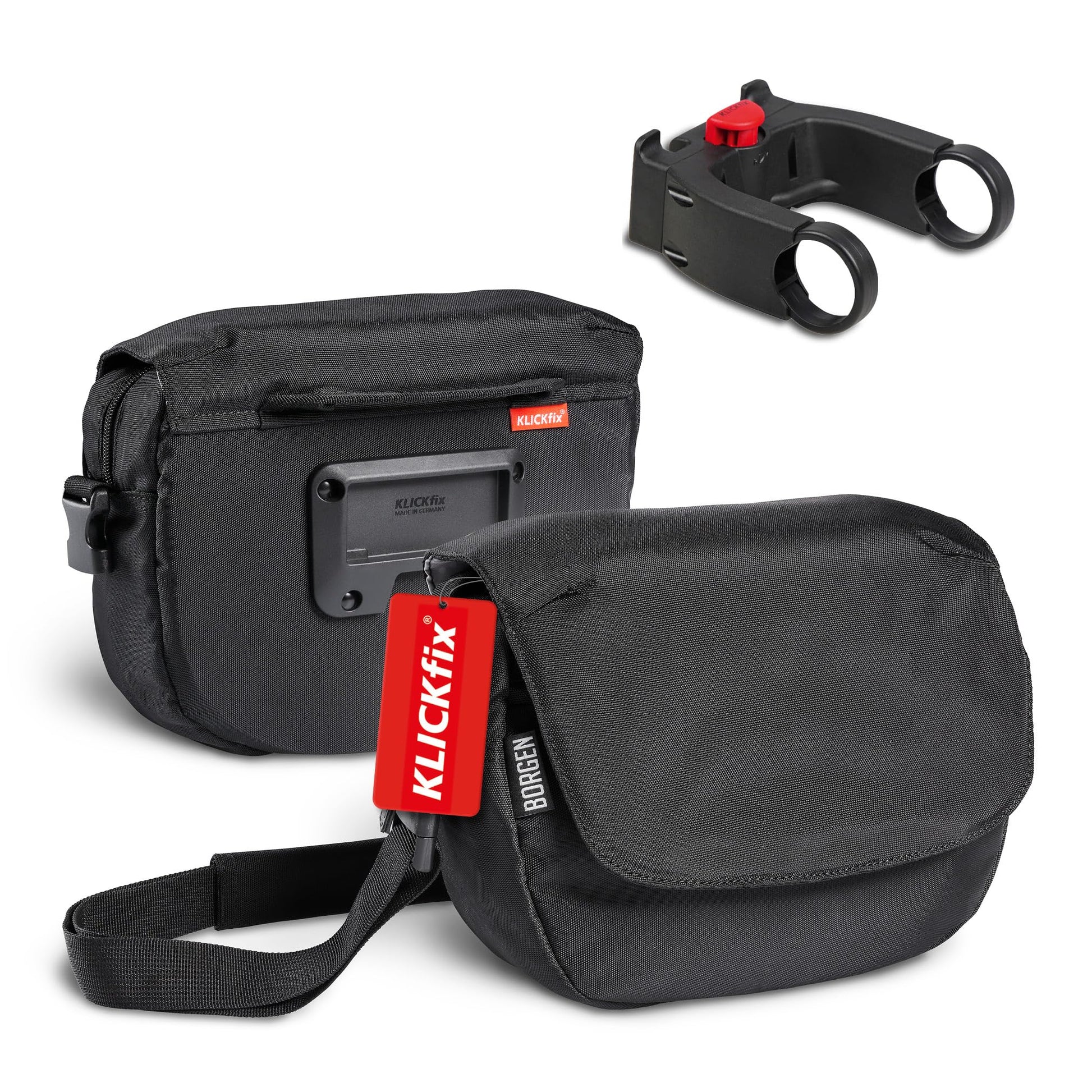 Borgen KLICKfix Fahrrad Lenkertasche 5 Liter – Fahrradtasche. Rechteckige Tasche für sicheren Gepäcktransport am Lenker via KLICKfix-System.