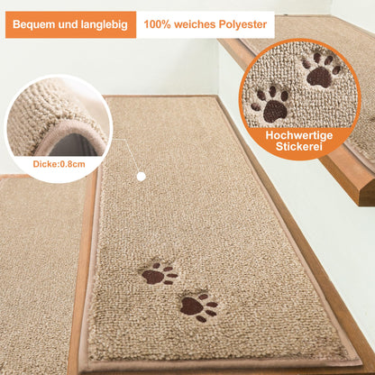 BEQHAUSE Stufenmatten rutschfest – 15 Stück 22x70cm Beige