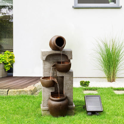 Teamson Home Solarbrunnen 4-stufig mit LED-Beleuchtung, Bronze