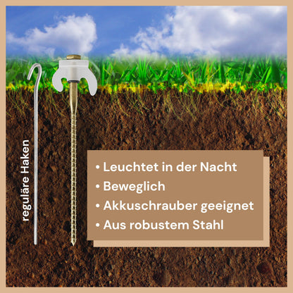 ABCamping Schraubheringe Set, 30 Stahl Zeltheringe mit Leuchteffekt
