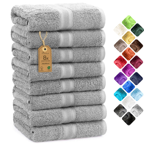 NatureMark Handtuch-Set 8-teilig, Baumwolle, 50x100 cm, Silbergrau, weich und saugfähig
