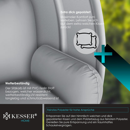 KESSER Luxe Hängesessel mit Gestell, Sitzkissen und Abdeckung, Grau