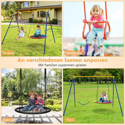 COSTWAY Doppelschaukel mit Gestell, Kinderschaukel & Nestschaukel