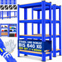 MASKO Schwerlastregal 2er-Set, 160 x 80 x 40 cm, 700 kg, Blau mit Metallrahmen und vier MDF-Ablagen