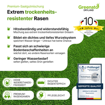 Greenato Dryland Rasensamen trockenresistent 15 kg für 600 m²