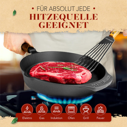 KRUSTENZAUBER Gusseisenpfanne Induktion 24cm inkl. Deckel