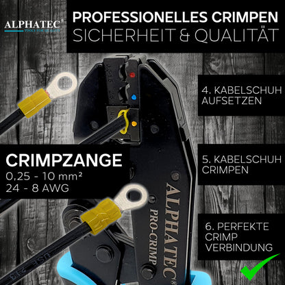 ALPHATEC Crimpzangen-Set PRO-08 mit Wechselbacken und Abisolierzange