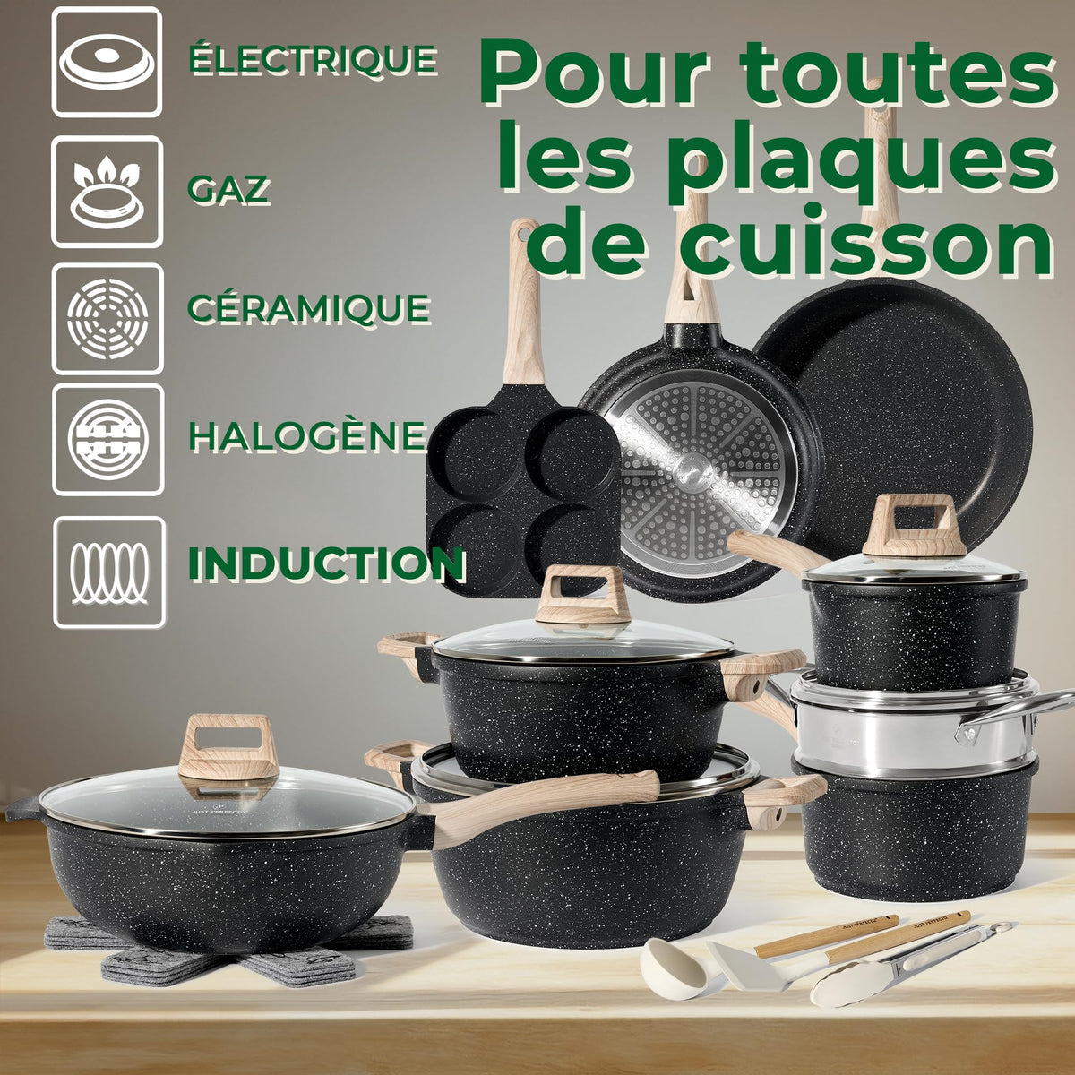 JUST PERFECTO Induktions-Kochgeschirr-Set 21-teilig –