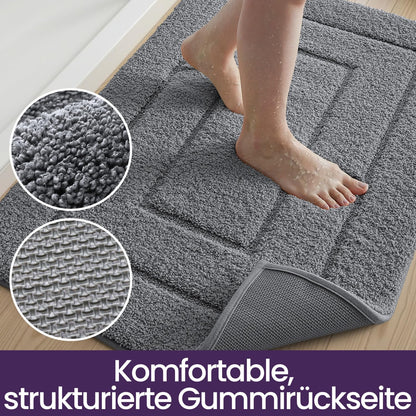 DEXI Badematte rutschfest, Mikrofaser Badteppich, grau, 60 x 110 cm