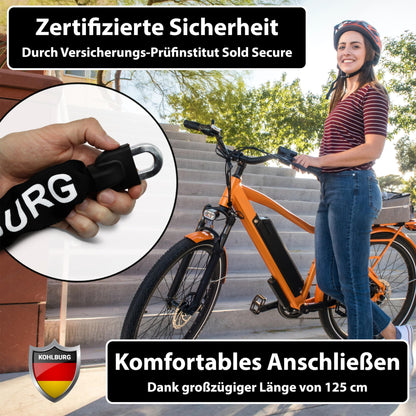 KOHLBURG Sicherheits-Kettenschloss 125cm 8.3mm – E-Bike Motorrad