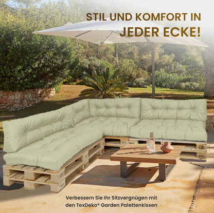 TexDeko® Garden Palettenkissen Sitzkissen 120x80cm - 2er Set Sand