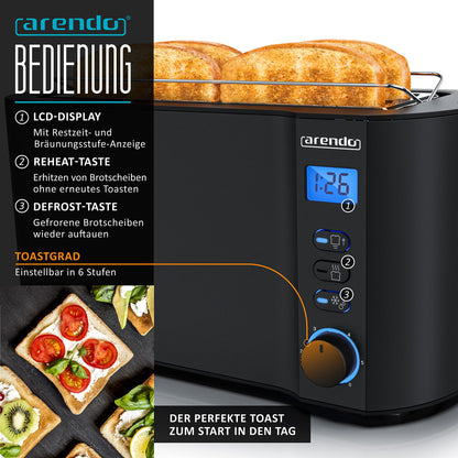 Arendo Wasserkocher Toaster Eierkocher Set – Schwarz Edelstahl