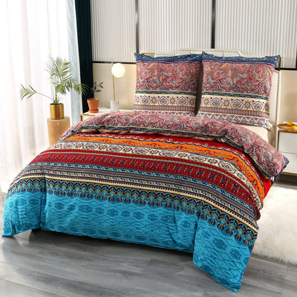 Qucover Bettwäsche Set 155x220 cm Baumwolle Bunt mit Kissenbezug 80x80