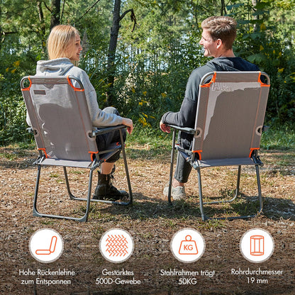 Portal Camping Klappstuhl faltbar 150kg Orange Grau