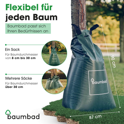 baumbad Bewässerungsbeutel 75 Liter 5er-Set, UV-beständig, Grün