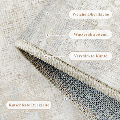 PureCozy Teppich 160x230 cm Beige-Grau, waschbarer Kurzflorteppich