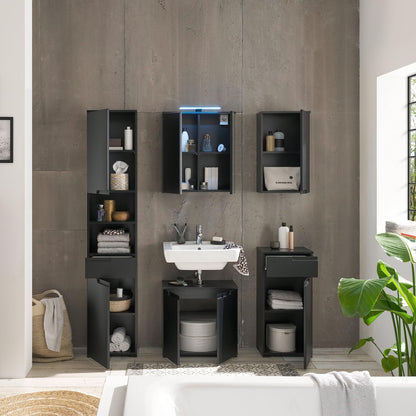 SPICE Badezimmer Kommode Badschrank Schwarz matt mit viel Stauraum