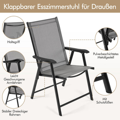 Yaheetech Gartenstühle 2er-Set, klappbarer Hochlehner, grau