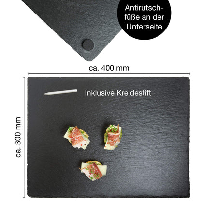 Moritz & Moritz Schieferplatte Basil 30x40 cm 6er-Set mit Kreidestift