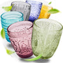 Norqvist Freya Trinkgläser Set bunt, 6er Set Wassergläser 250 ml aus durchgefärbtem Glas mit Diamantstruktur