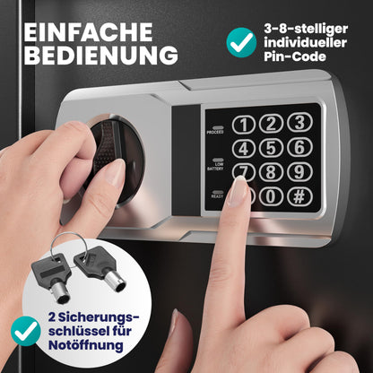 DEUBA XXL Elektrischer Tresor Safe 35x40x40cm Schwarz